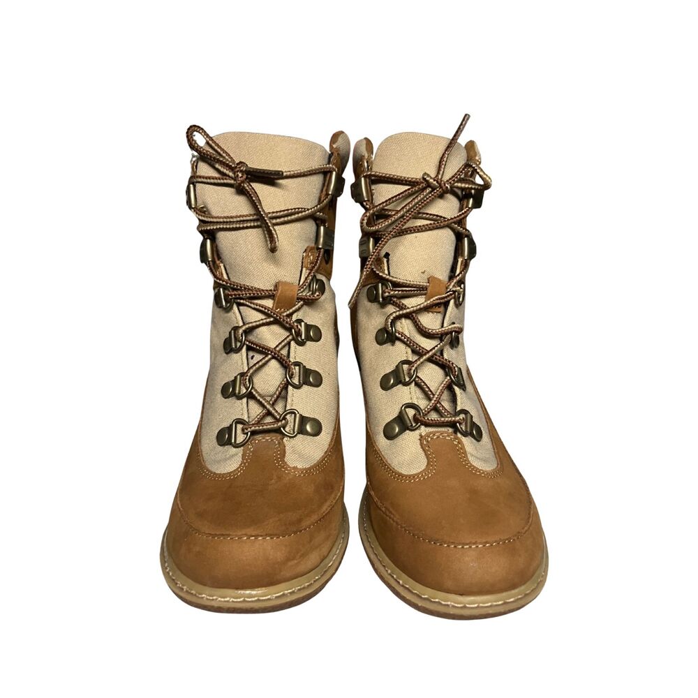 Timberland Women’s Boots A14RP Bwn Tan Leather Canvas Outdoor Lace-Up Size 8 - Picture 4 of 7